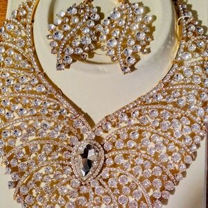Radiant Gold and Silver Crystal Necklace Set